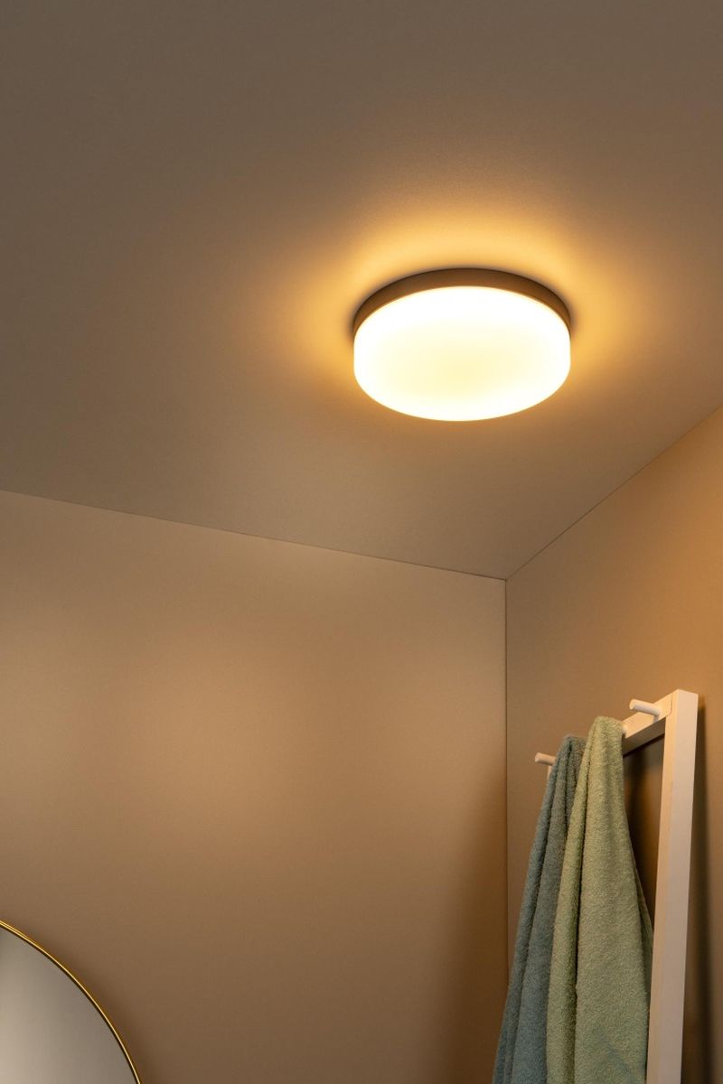 Lucide BISKIT - Zapustené stropné svietidlo Kúpeľňa - Ø 23 cm - LED - 1x12W 2700K - IP44 - Čierna